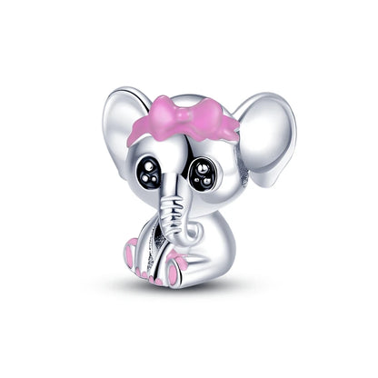 925 Sterling Silver Pink Series Colour Charms Beads Cut Girl Flower Pendant