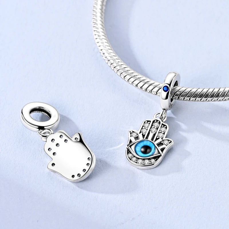 Charms 925 Sterling Silver Blue Palms Bead Pendant Jewellery Pure Ember