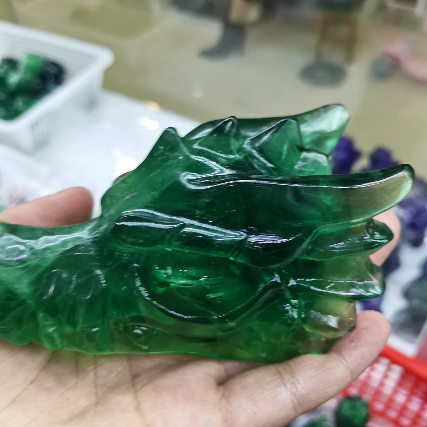 Dragon Head Natural Green fluorite fung shui