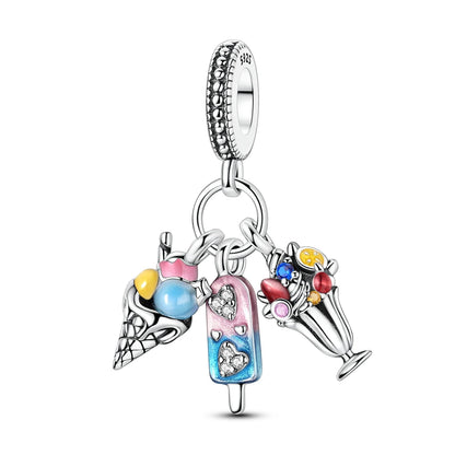 Pandora sea collection, desert dangle charms ice cream paddle pop and milkshake sterling silver 