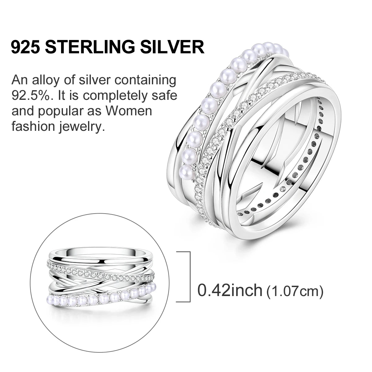 Women's Rings 925 Sterling Silver Luxury Stackable Ring Original Design