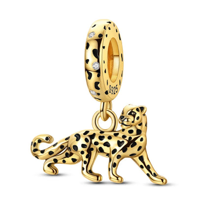 Gold Series DIY Charms Beads Inlaid Zirconium Sun Leopard Pendants Pure Ember
