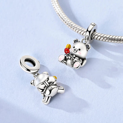 925 Sterling Silver Dollar Panda Mushroom Pendant Charms Pure Ember