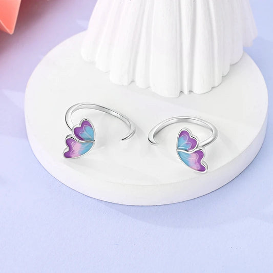 925 Sterling Silver Butterfly Firefly Love Rings Original Design Colored Zircon Finger Rings Pure Ember