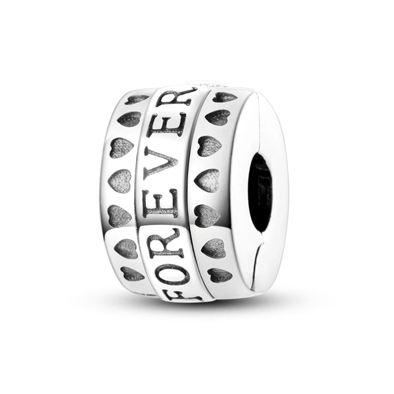 925 Sterling Silver Clasp Stone CZ Clip Charm Zircon Star Butterfly Bead Pure Ember