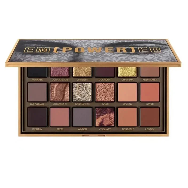 HUDA Beauty 18-Color Eyeshadow Palette Empowered Reverse Rose Pearlescent Rose Gold Finish for Smokey Eye Makeup Pure Ember