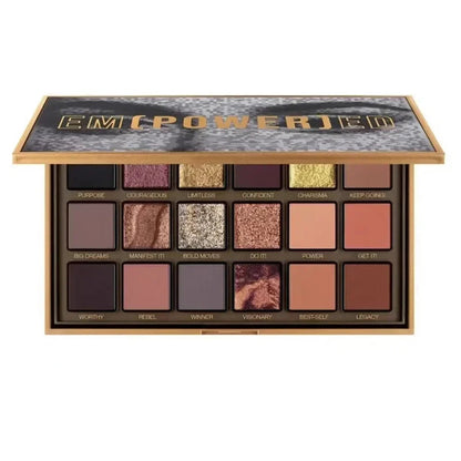 HUDA Beauty 18-Color Eyeshadow Palette Empowered Reverse Rose Pearlescent Rose Gold Finish for Smokey Eye Makeup Pure Ember