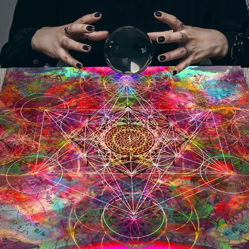 Colorful Abstract Geometry Tarot Tablecloth Altar Cloth Tarot Spread Cloth Spiritual Oracle Card Pad Pagan Oracle Tarot Mat Pure Ember