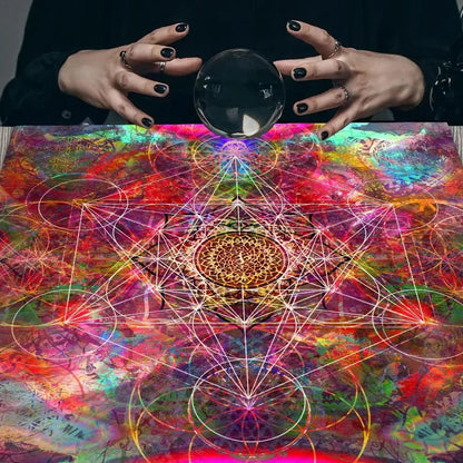 Colorful Abstract Geometry Tarot Tablecloth Altar Cloth Tarot Spread Cloth Spiritual Oracle Card Pad Pagan Oracle Tarot Mat Pure Ember