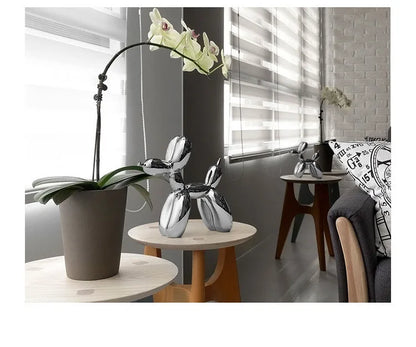 Modern living room with decorative vases and a potted plant.