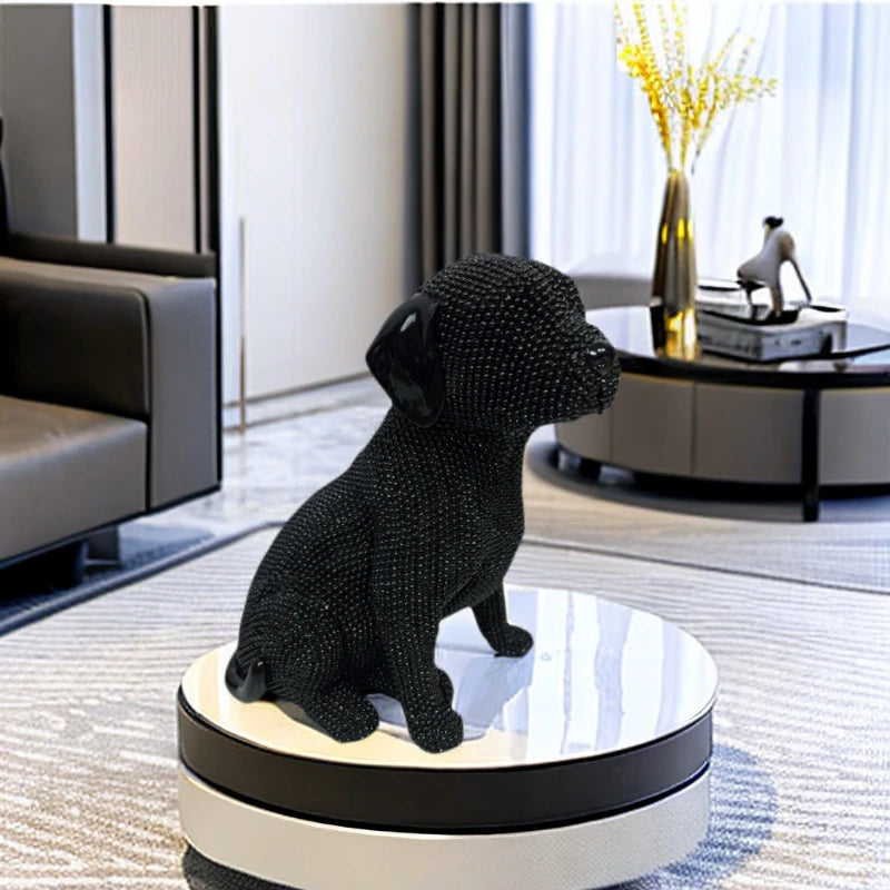 Beaded Resin Dog Statue black
