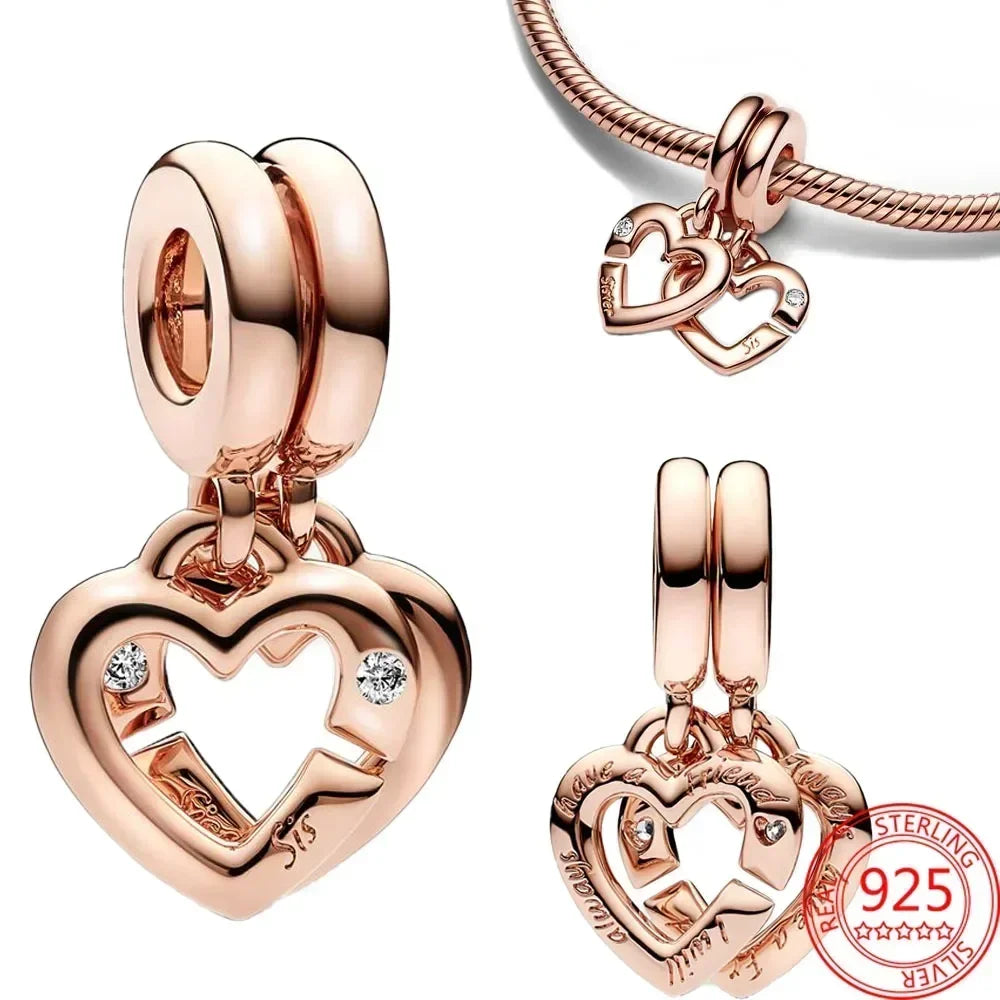 Rose Gold Charms Snowflake, Heart, Fish Pendants Pure Ember