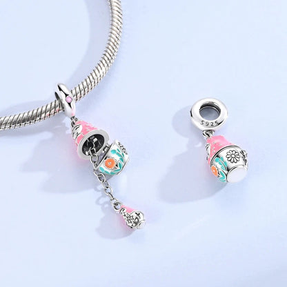 New 925 Sterling Silver Charms Beads Hot Air Balloon Matryoshka Pendant Pure Ember