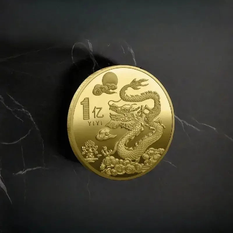 Chinese Coins Dragon Phoenix for Luck Commemorative Metal Craft Embossed Collectible Coins Pure Ember