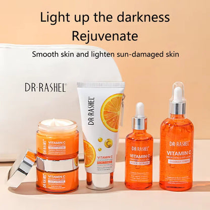 DRRASHEL Vitamin C 5-Piece Makeup Bag Skincare Set Pure Ember