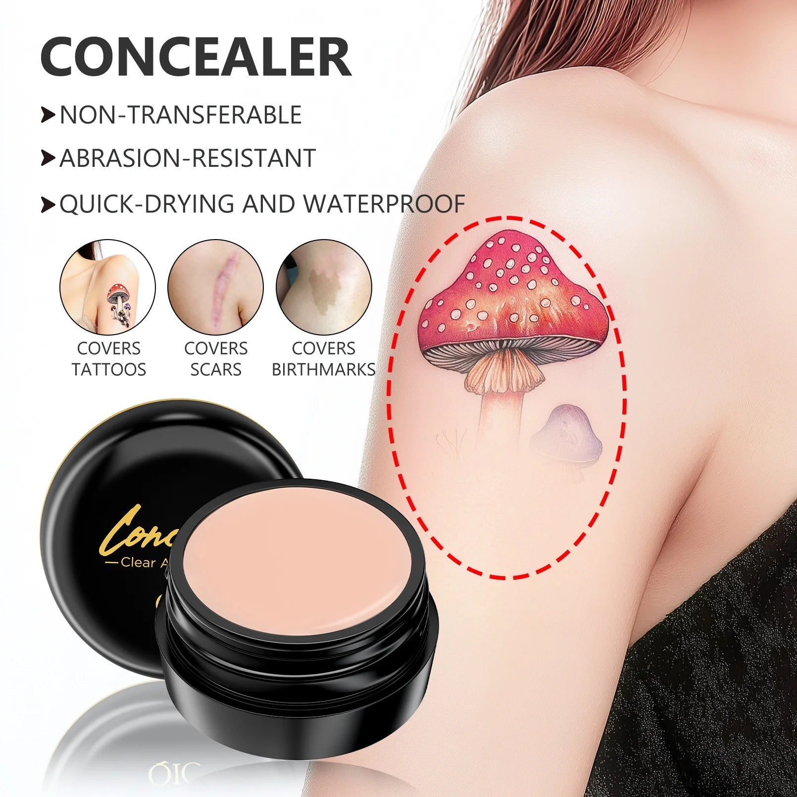 Full Coverage Concealer-waterproof,for Covers Skin Blemishes and Wrinkles and Tattoos,Regulates Skin Tone,Face Concealer Makeup Pure Ember