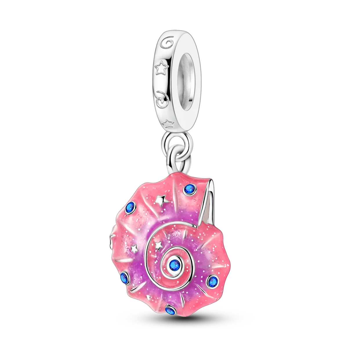 pandora sea collection bright pink and blue seashell charm sterling silver 