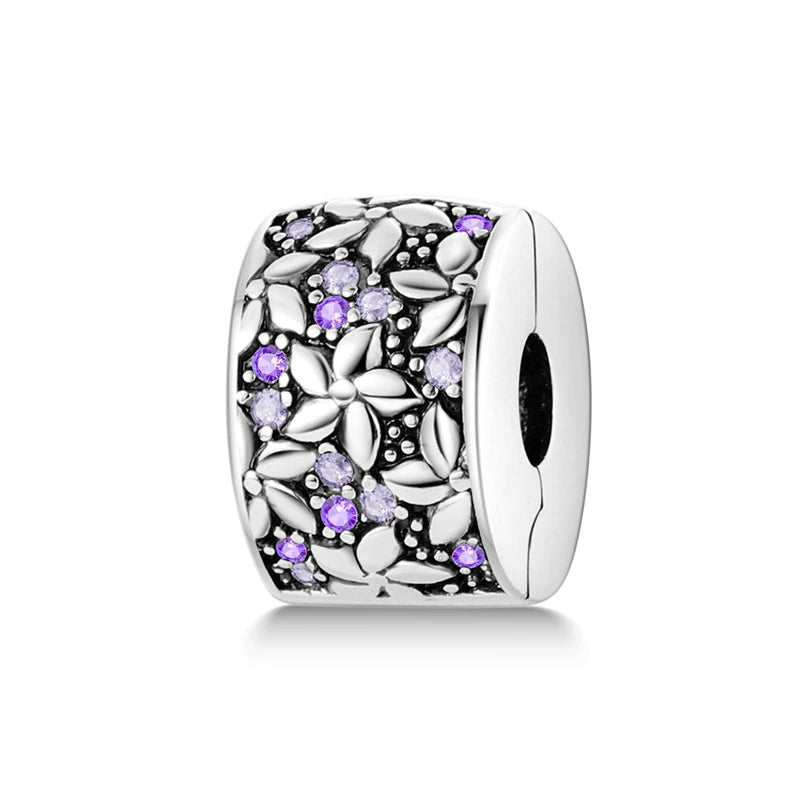 925 Sterling Silver Clasp Stone CZ Clip Charm Zircon Star Butterfly Bead Pure Ember