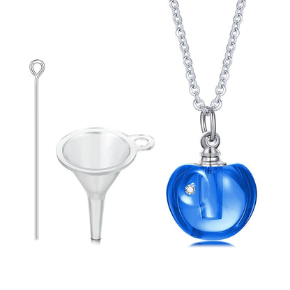 Glass Urn Necklace Pendant for Ashes Teardrop Pendant blue