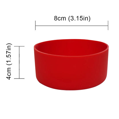 Stanley Red bowl with dimensions labeled on a white background