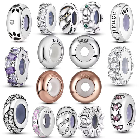 925 Sterling Silver Silicone Spacer Stopper Clip Charms Chamilia Beads Pure Ember