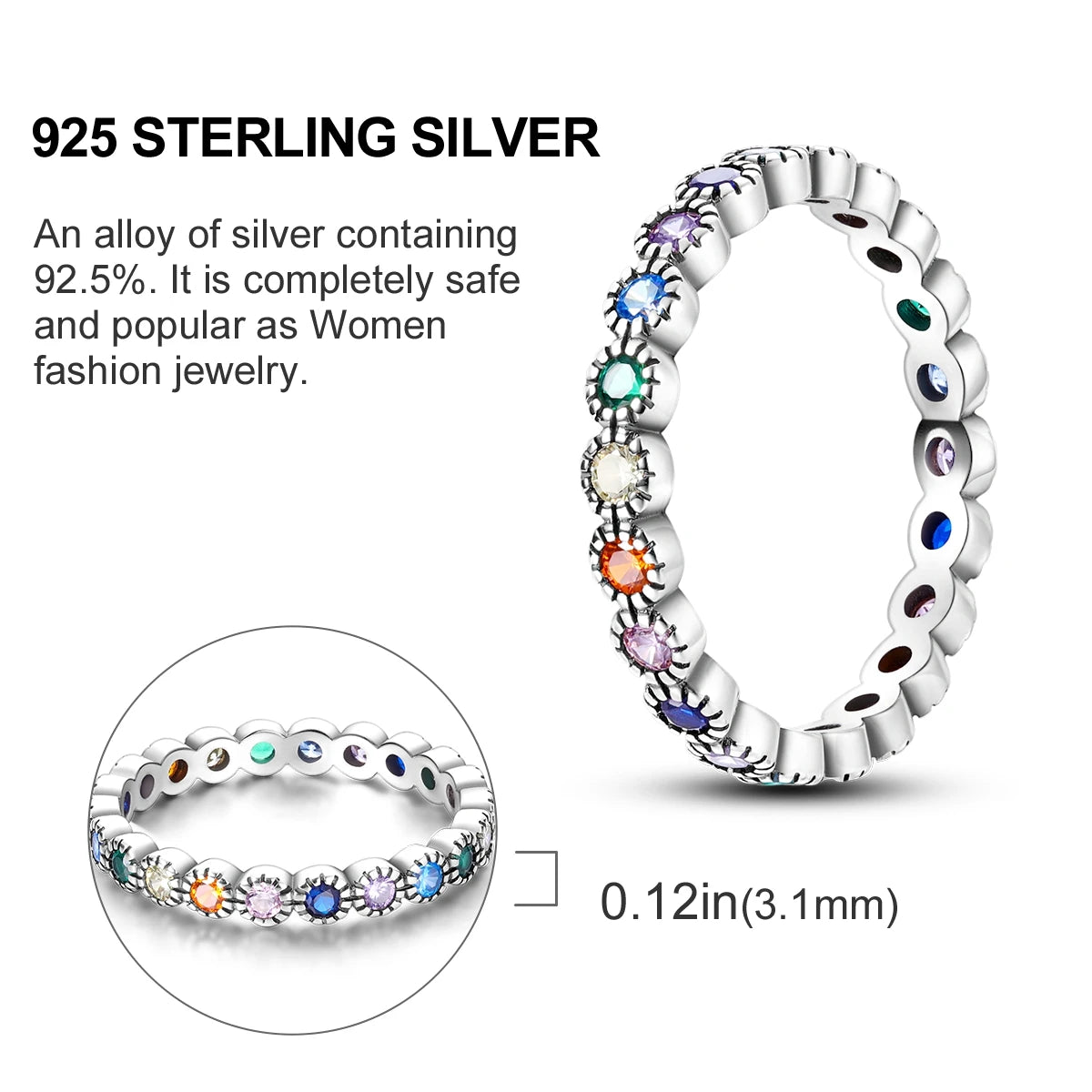 Women's Rings 925 Sterling Silver Luxury Stackable Ring Original Design