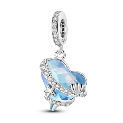 pandora sea collection blue heart charm with seashells stering silver 