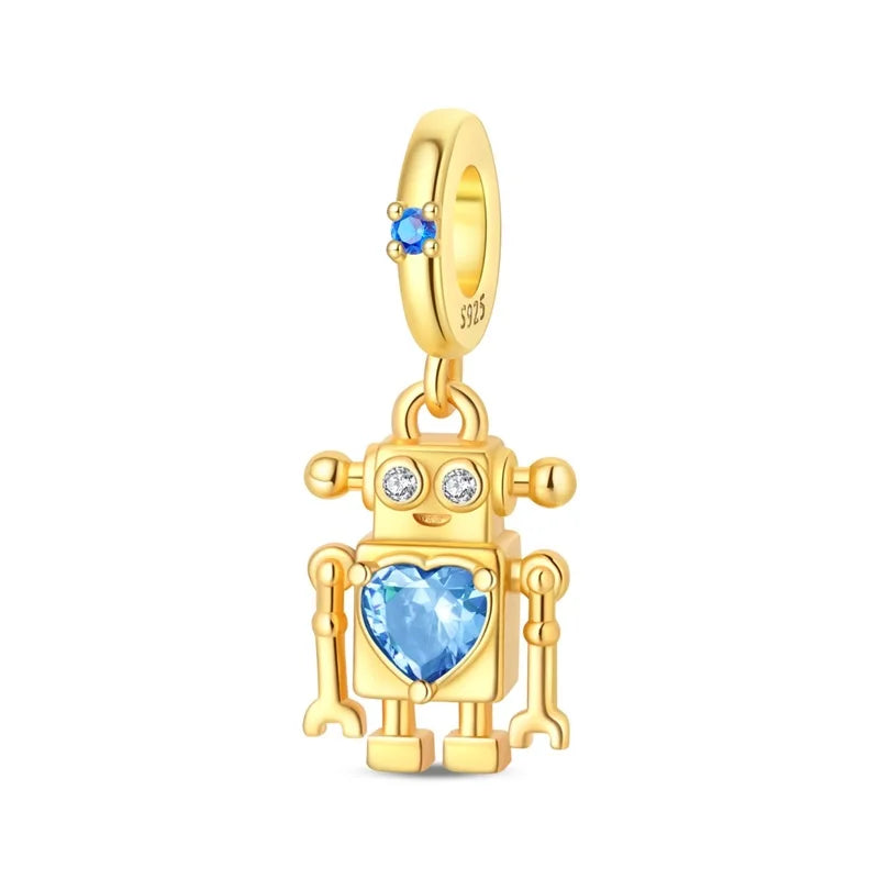 Gold Series DIY Charms Beads Inlaid Zirconium Sun Leopard Pendants Pure Ember