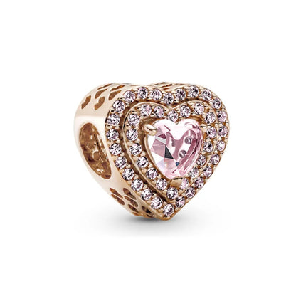 New Original 925 Silver Plated Rosegold Heart, Bird, Butterfly Beads Flower Charms Pure Ember