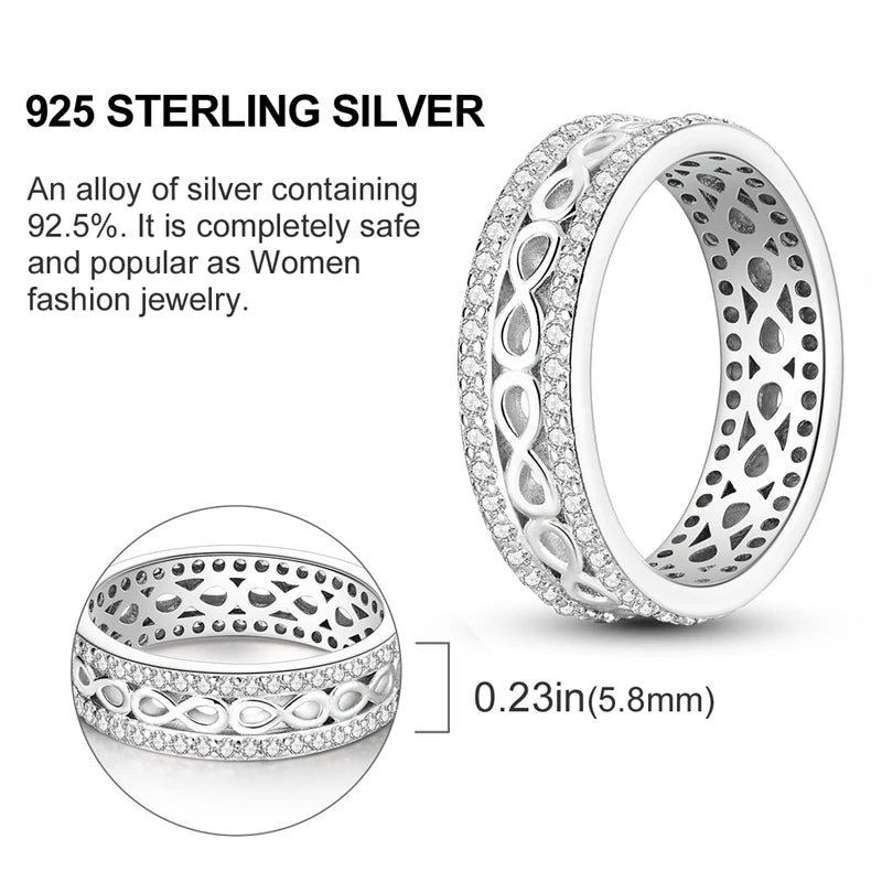 925 Sterling Silver Infinite Love Ring Original Luxury Design Zircon