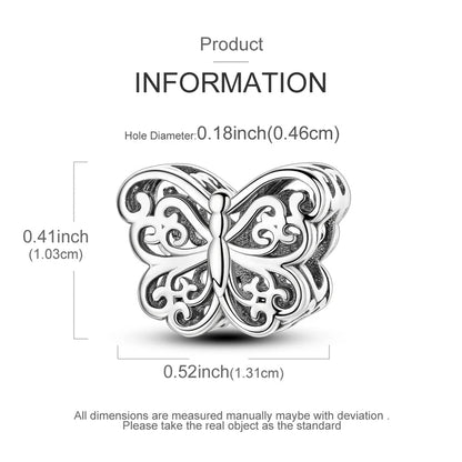 925 Sterling Silver Charms Bead Luminous Butterfly Dangle Fit Pure Ember
