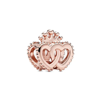 New Original 925 Silver Plated Rosegold Heart, Bird, Butterfly Beads Flower Charms Pure Ember