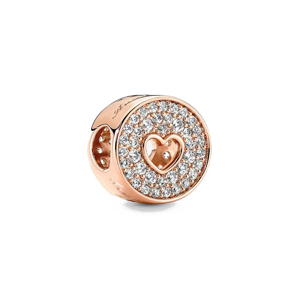 Rose Gold Series Heart-Shaped Bead Pendant Flower Charms Pure Ember