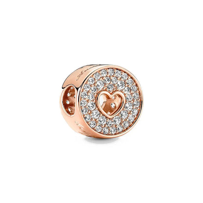 Rose Gold Series Heart-Shaped Bead Pendant Flower Charms Pure Ember