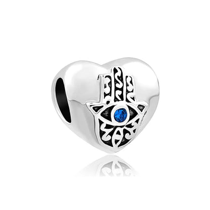 Egyptian charm bead Stirling silver pandora dupe gifts for her hamsa hand heart