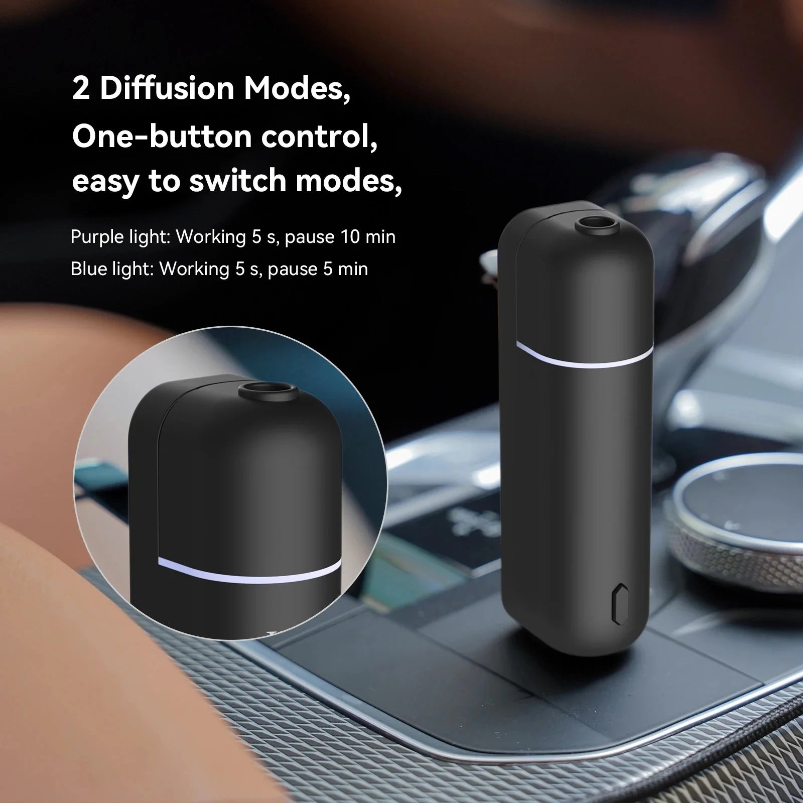 Car Aroma Diffuser Mini USB Rechargeable Vent Clip + Fragrances