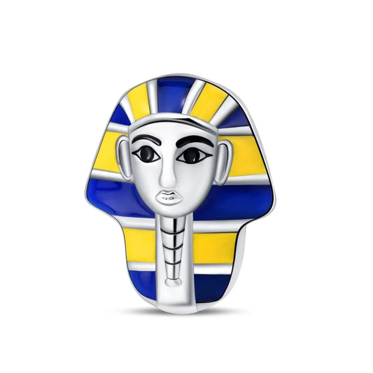 Decorative charm with an Egyptian pharaoh design on a white background