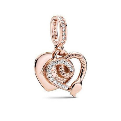 Exquisite rose gold-plated pink star moon peace heart-shaped pendants 925 silver Pure Ember