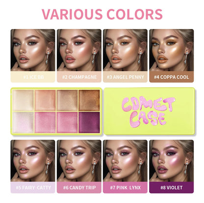 8 Colors Cream Highlighter Palette for Highlight, Blush & Contouring Pure Ember