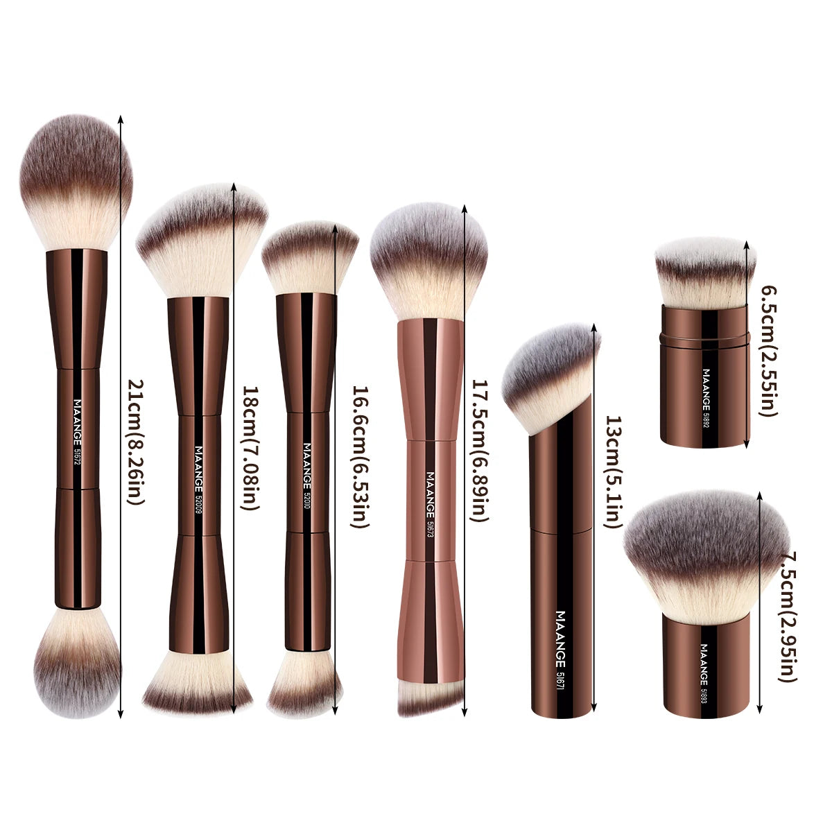MAANGE Makeup Brushes Double Head Foundation Powder Concealer Blusher Bronzer Makeup Brush Soft Fiber Hair Cosmetic Beauty Tools Pure Ember