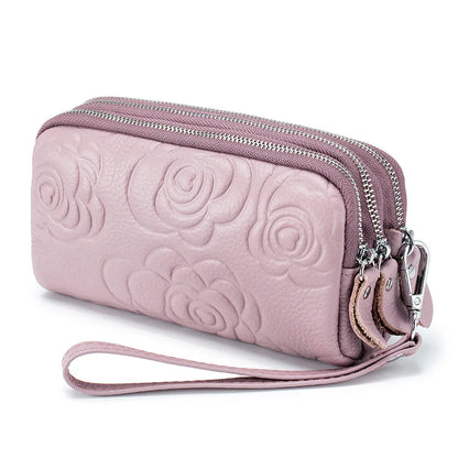 Genuine Leather Wallet Handbags For Women Embossing Pure Ember