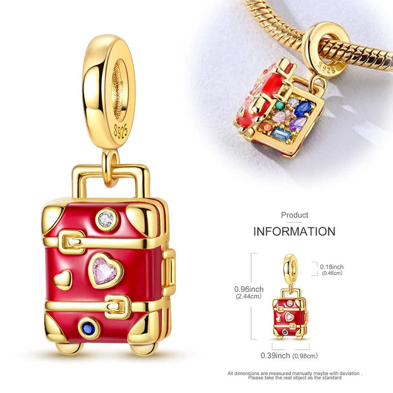 New 925 Sterling Silver Charms Beads Hot Air Balloon Matryoshka Pendant Pure Ember