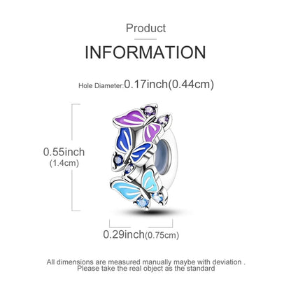 925 Sterling Silver Charms Bead Luminous Butterfly Dangle Fit Pure Ember