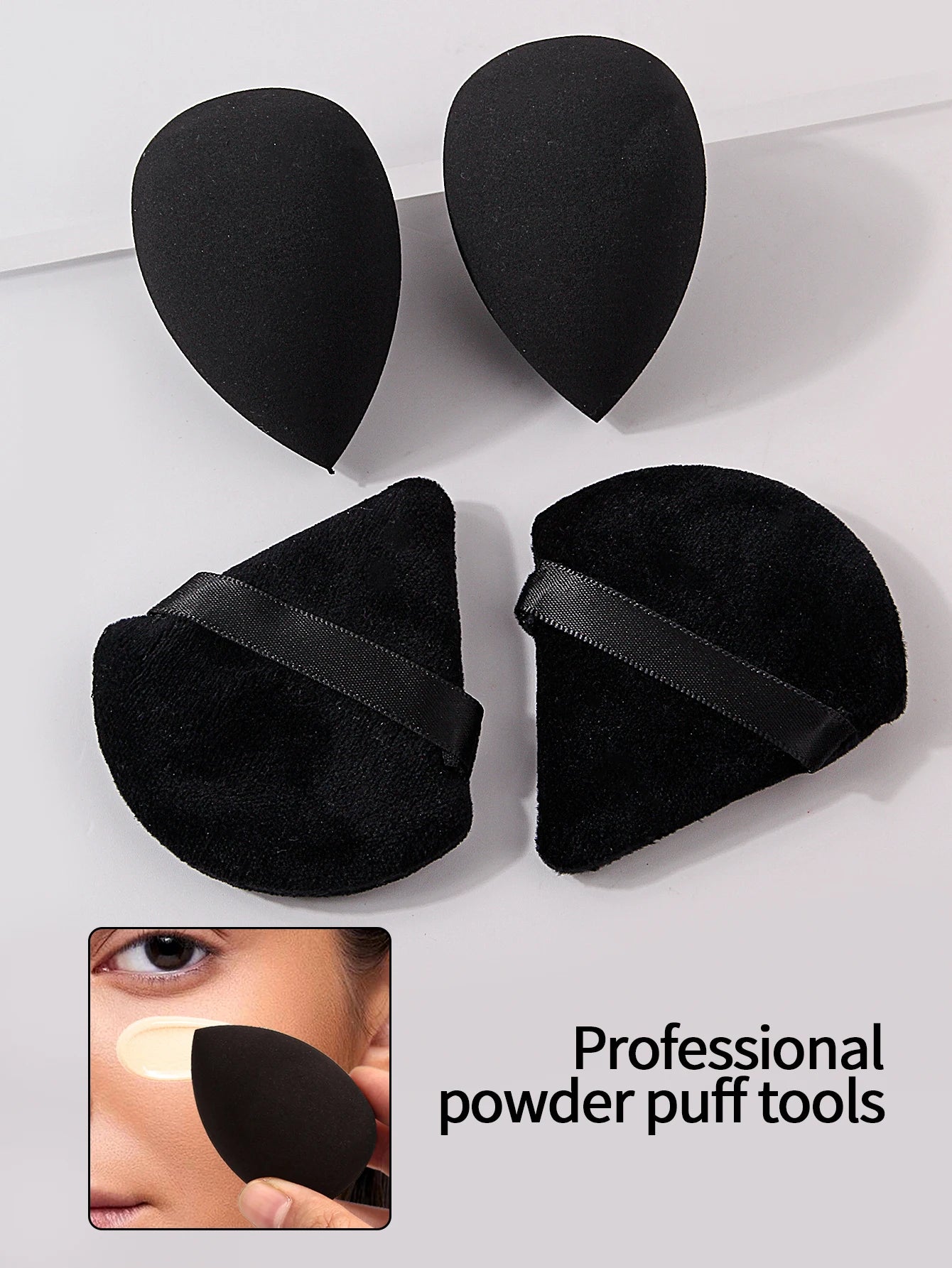 Black 20-piece makeup tool set: 13 makeup brushes +3 pieces of beauty eggs +3 pieces of powder puff +1 piece of storage bucket Pure Ember