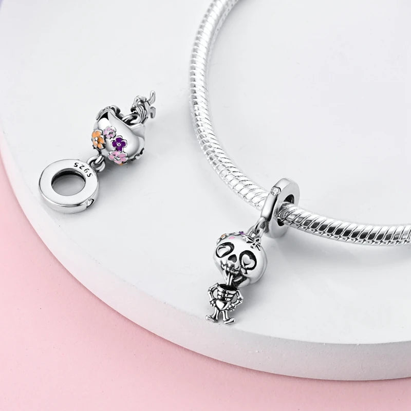 Charms 925 Sterling Silver Luminous Skull Bead Pendant Jewelry Fit Original 925 Bracelet For Women DIY Party Gifts Pure Ember