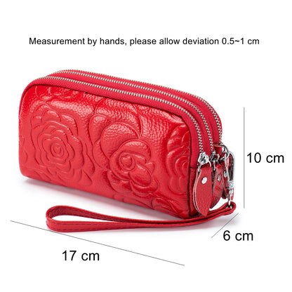 Genuine Leather Wallet Handbags For Women Embossing Pure Ember
