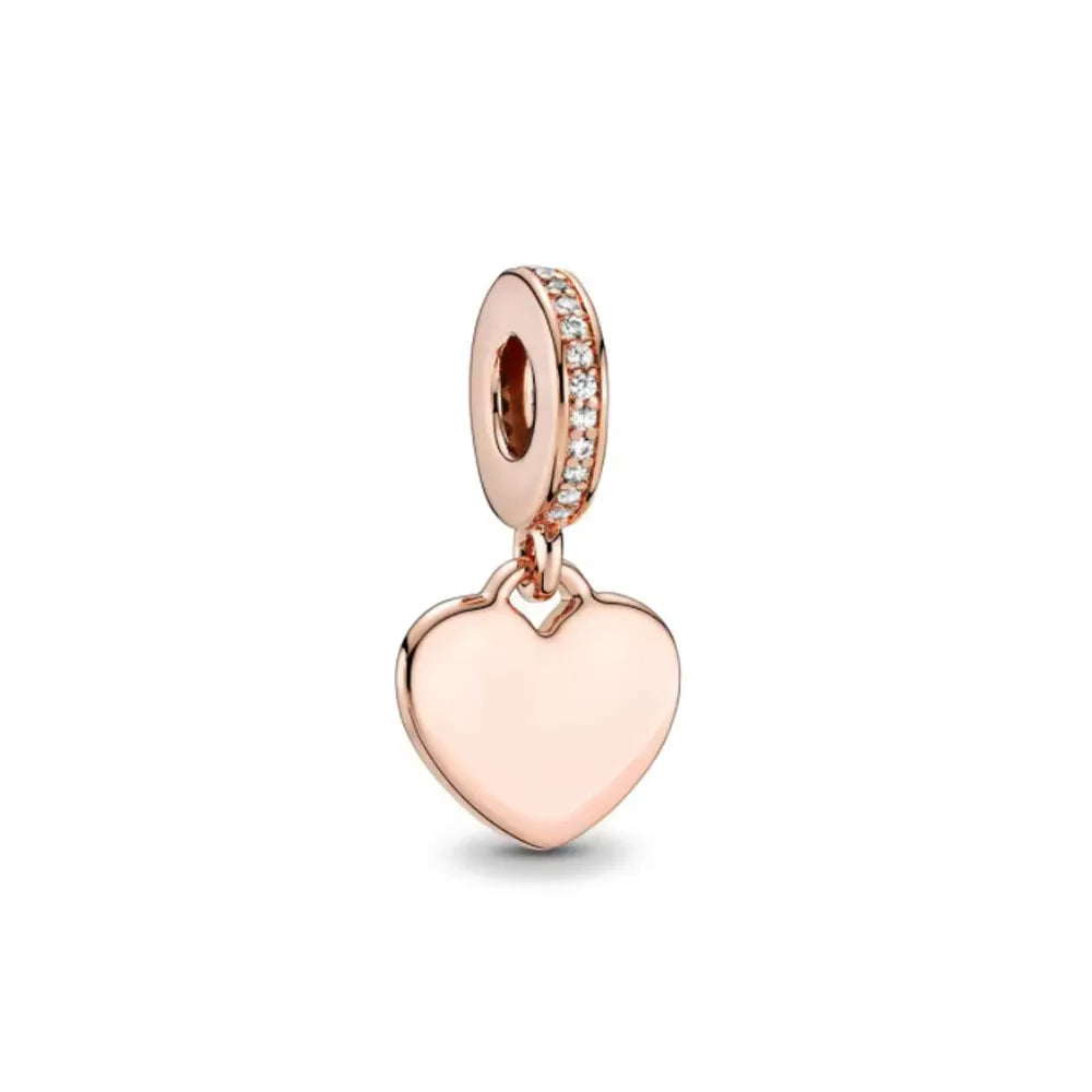 Exquisite rose gold-plated pink star moon peace heart-shaped pendants 925 silver Pure Ember