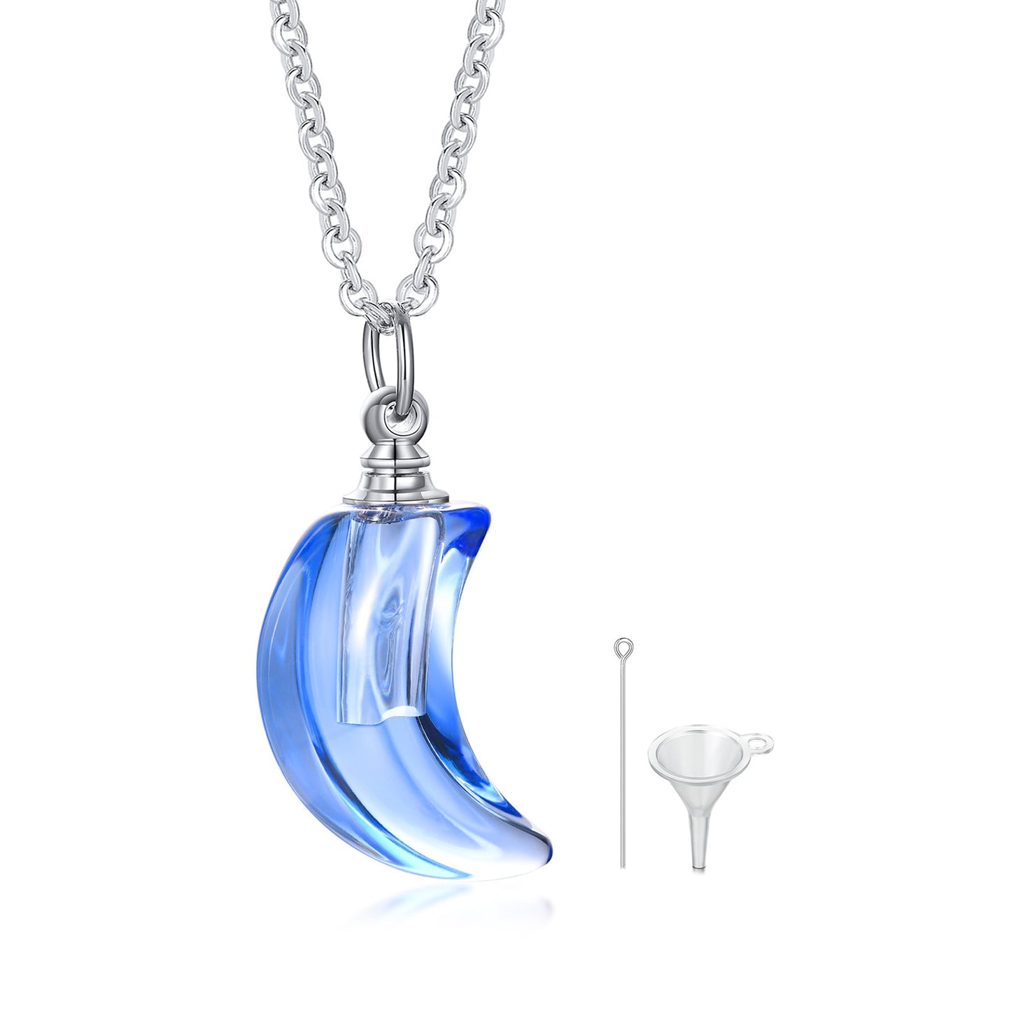 Glass Urn Necklace Pendant for Ashes Teardrop Pendant blue moon