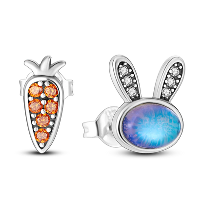 925 Sterling Silver Stud Earrings Devil's Eye Star Rabbit Horse Eye Feather CZ Zircon Earrings Pure Ember