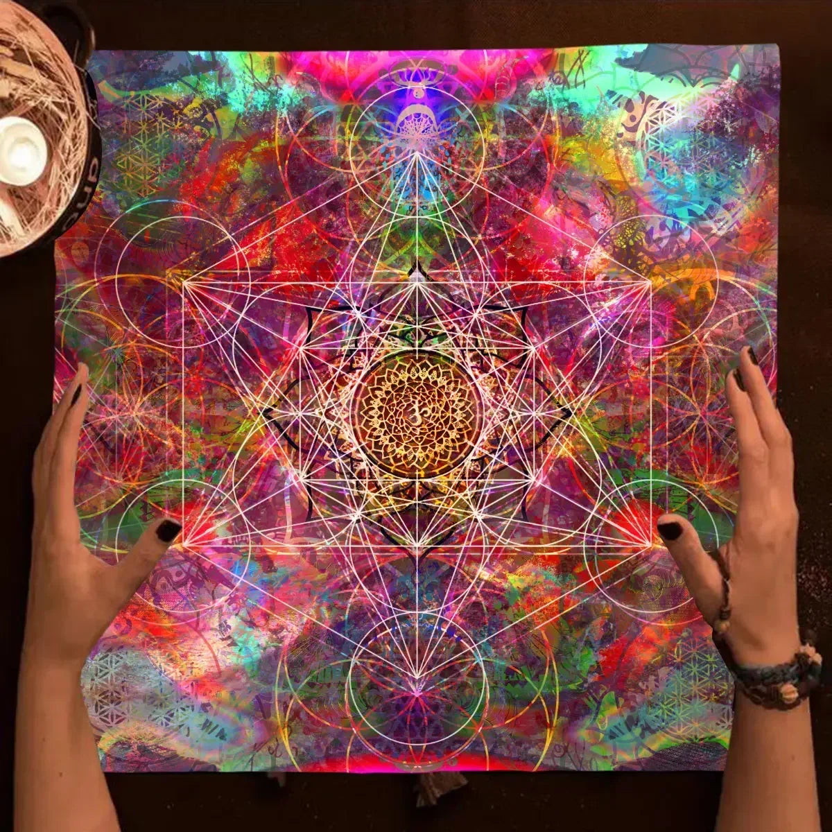 Colorful Abstract Geometry Tarot Tablecloth Altar Cloth Tarot Spread Cloth Spiritual Oracle Card Pad Pagan Oracle Tarot Mat Pure Ember